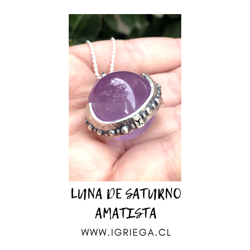 Colgante Luna de Saturno - Cuarzo Rosa
