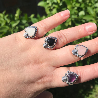 Anillo Corazón Estelar Amatista